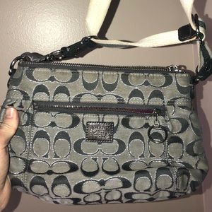 Coach side purse gray beige